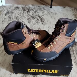 Caterpillar Brown and Black Men’s Rugged Lace-Up Waterproof Work boot steel toe